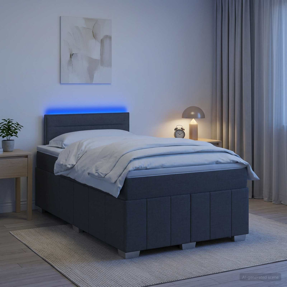 Boxspringbett mit Matratze Dunkelgrau 120 x 190 cm Stoff