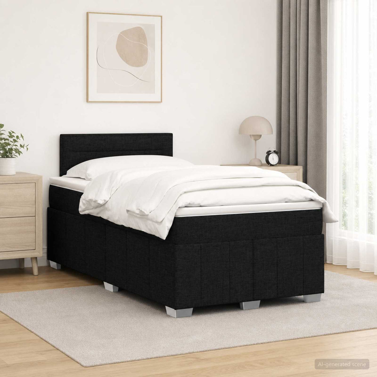 Boxspringbett mit Matratze Schwarz 120 x 190 cm Stoff