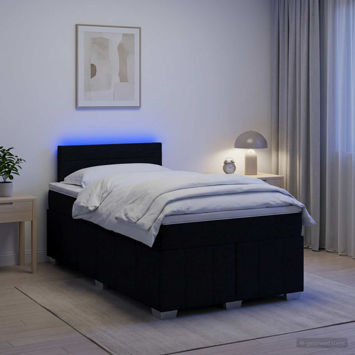Boxspringbett mit Matratze Schwarz 120 x 190 cm Stoff