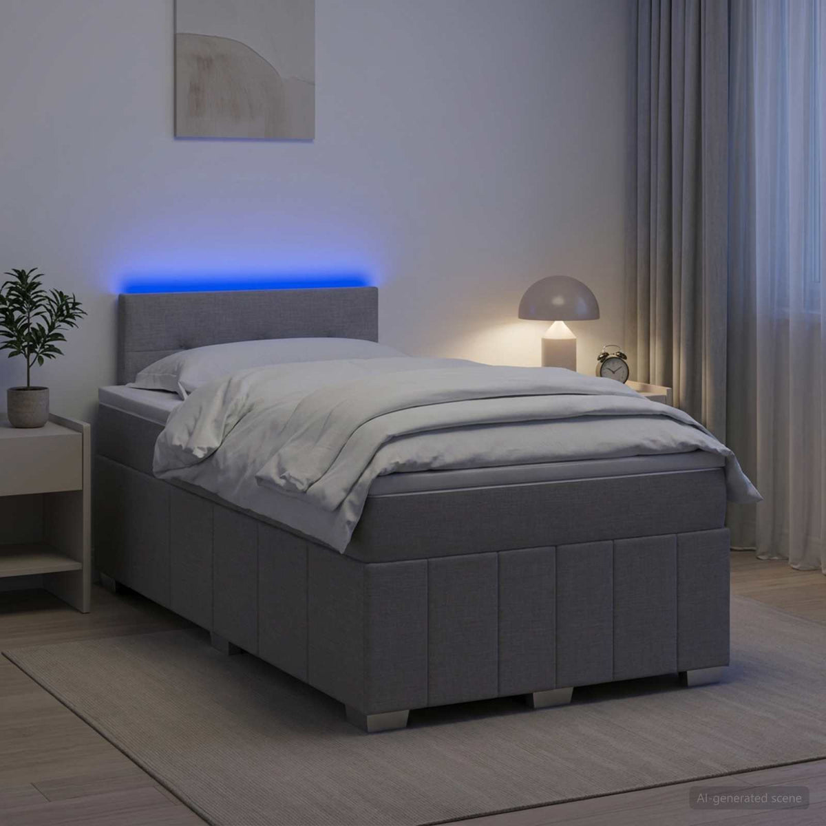Boxspringbett mit Matratze Hellgrau 120 x 190 cm Stoff