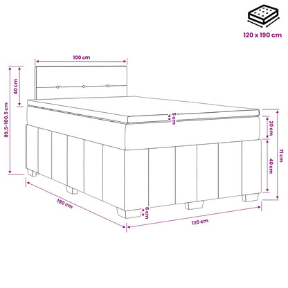 Boxspringbett mit Matratze Hellgrau 120 x 190 cm Stoff