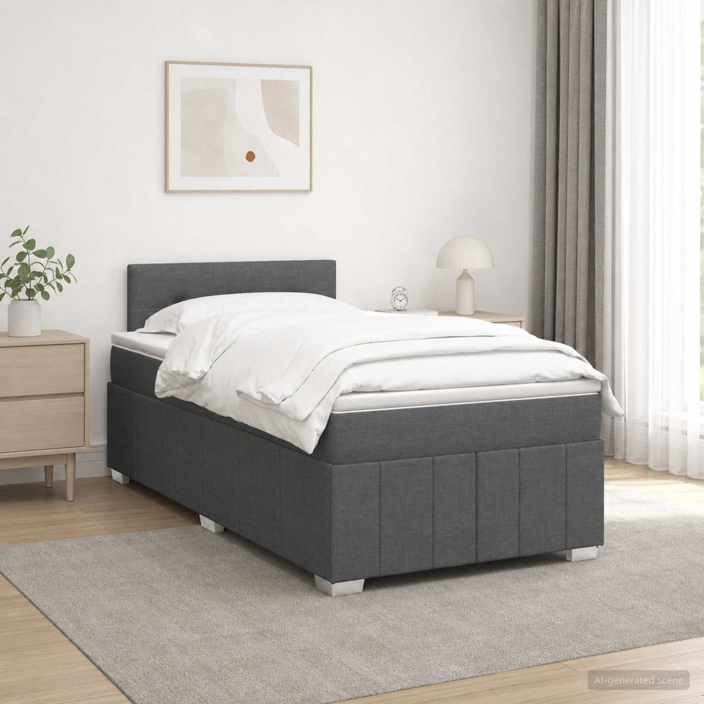 Boxspringbett mit Matratze Dunkelgrau 120 x 190 cm Stoff