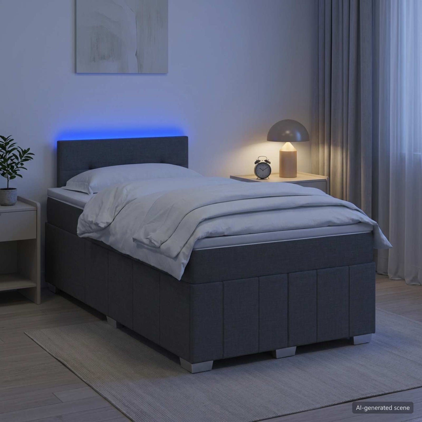 Boxspringbett mit Matratze Dunkelgrau 120 x 190 cm Stoff