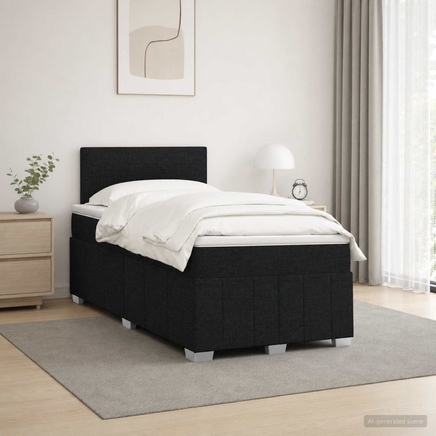 Boxspringbett mit Matratze Schwarz 120 x 200 cm Stoff