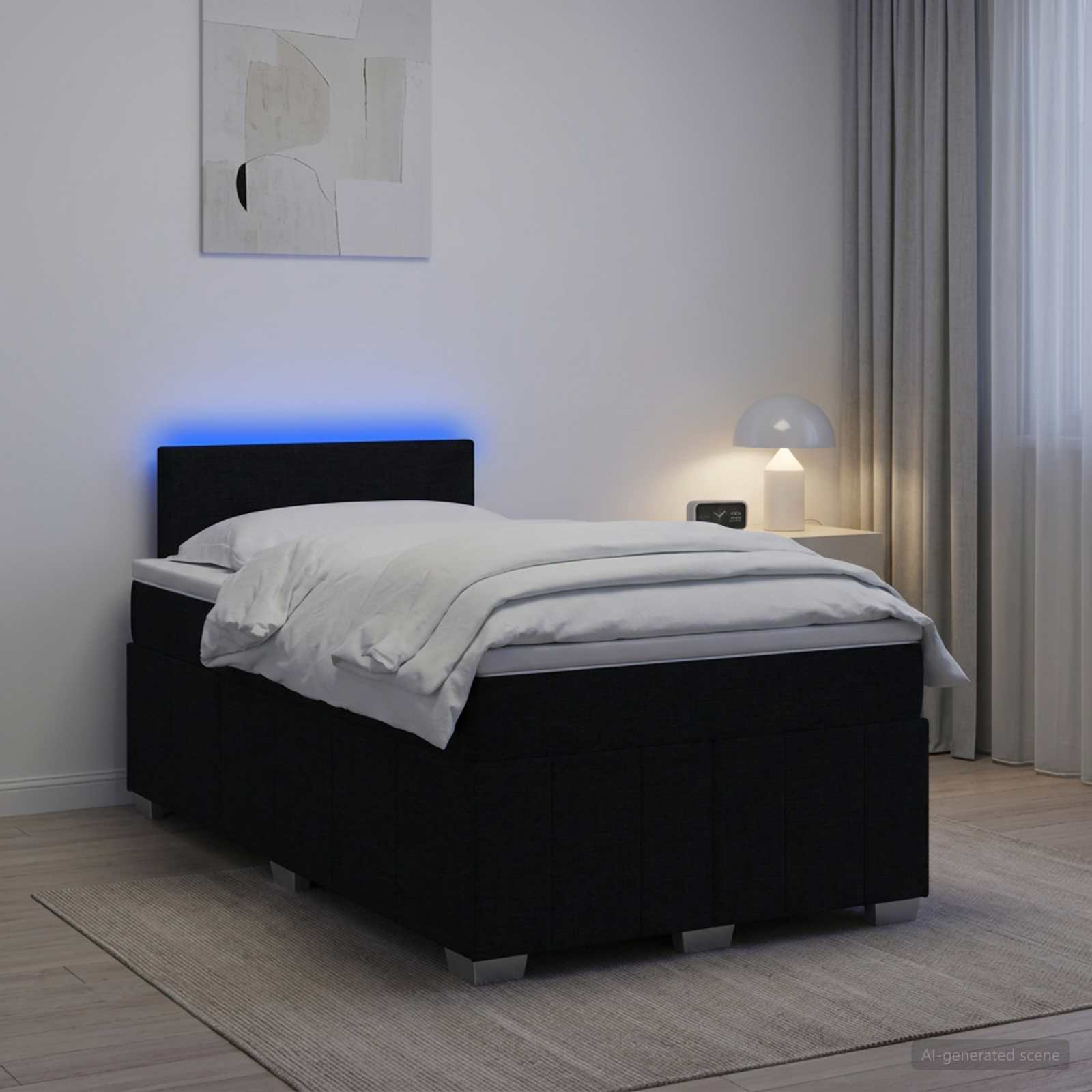 Boxspringbett mit Matratze Schwarz 120 x 200 cm Stoff
