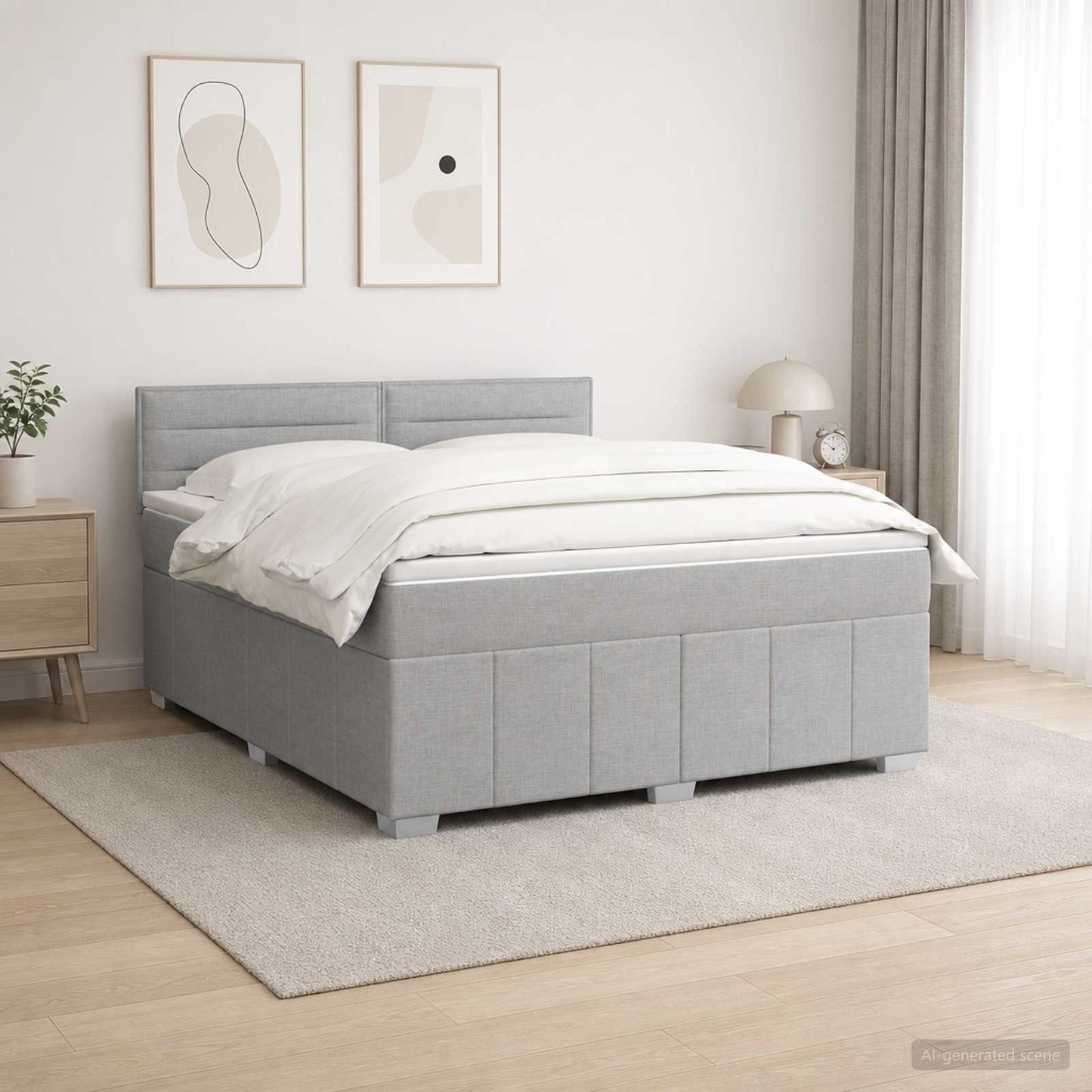 Boxspringbett mit Matratze Hellgrau 140 x 200 cm Stoff