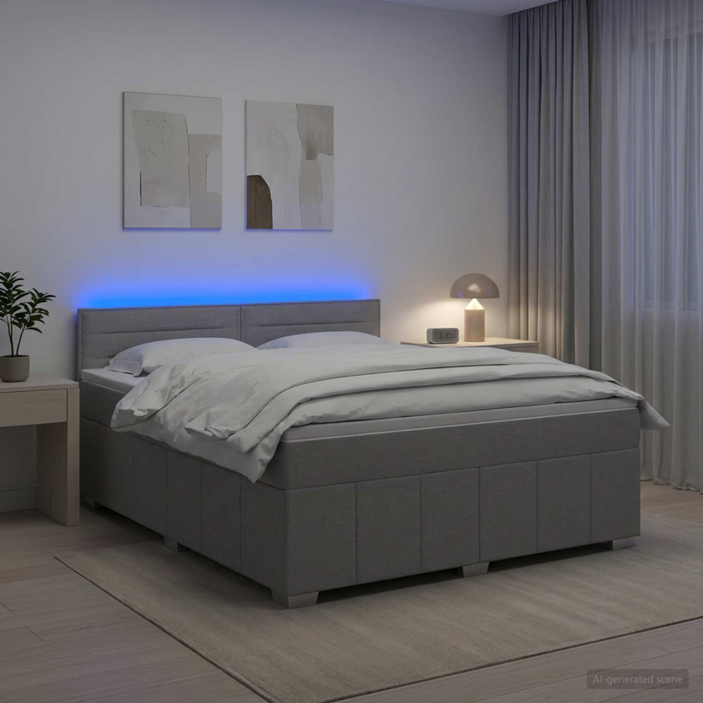 Boxspringbett mit Matratze Hellgrau 140 x 200 cm Stoff