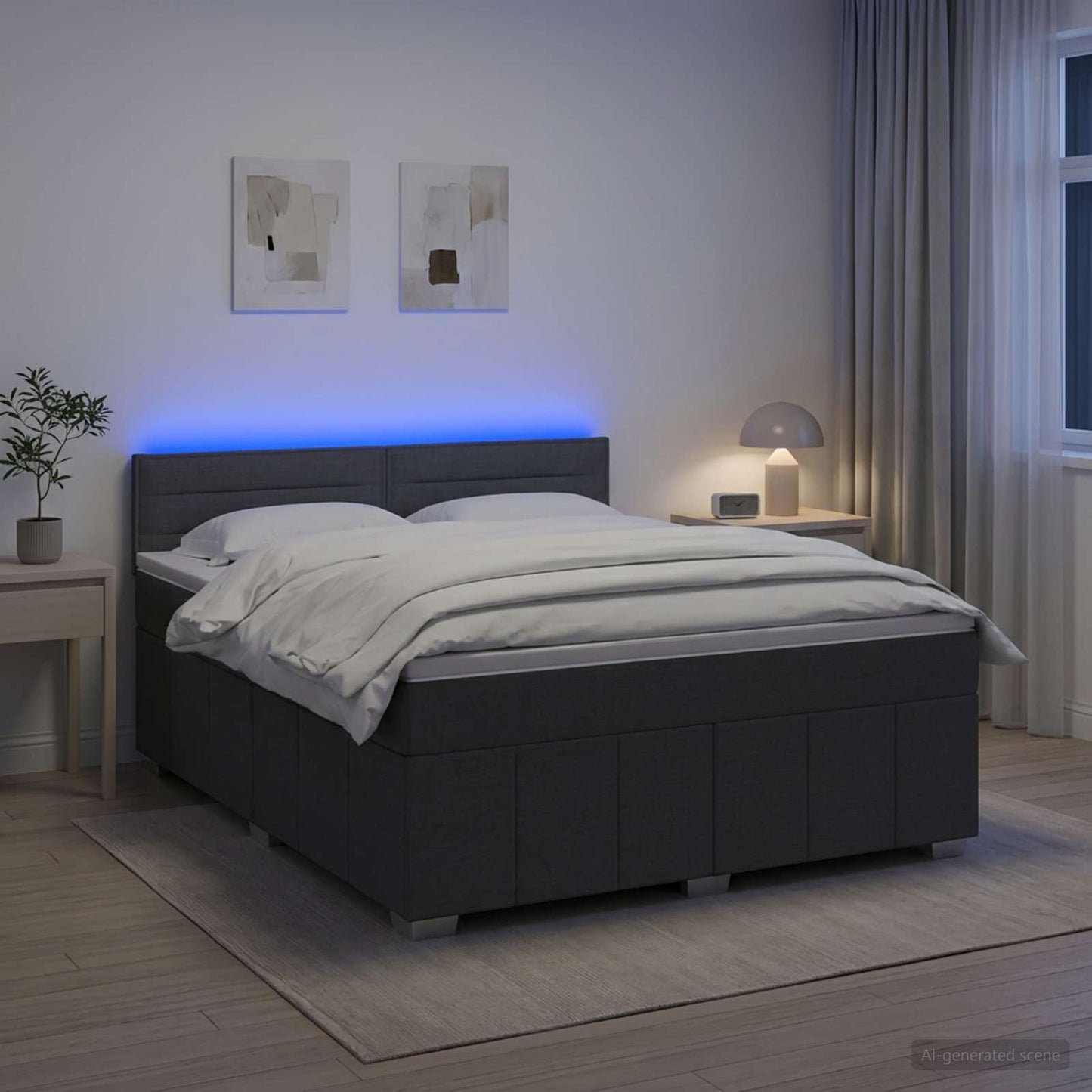 Boxspringbett mit Matratze Dunkelgrau 140 x 200 cm Stoff