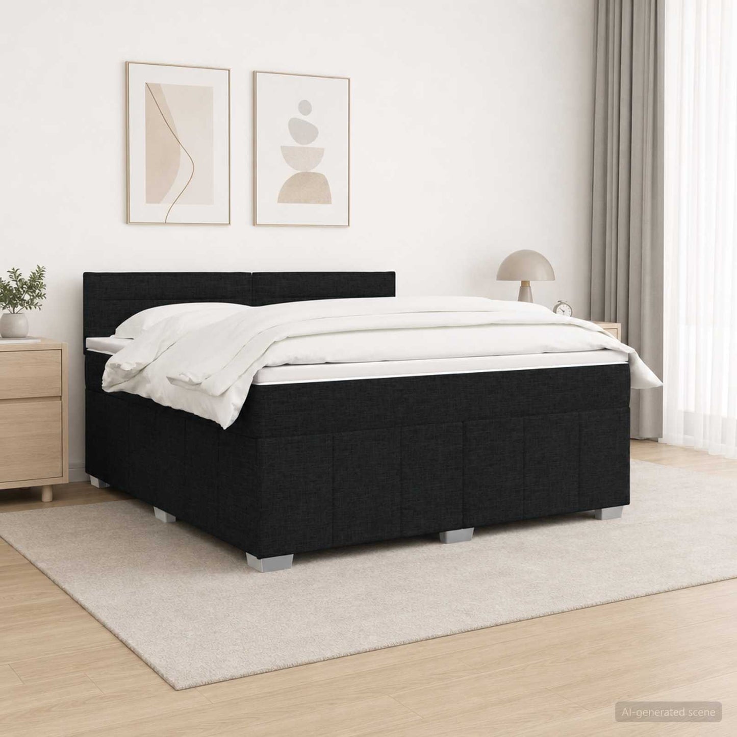 Boxspringbett mit Matratze Schwarz 140 x 200 cm Stoff