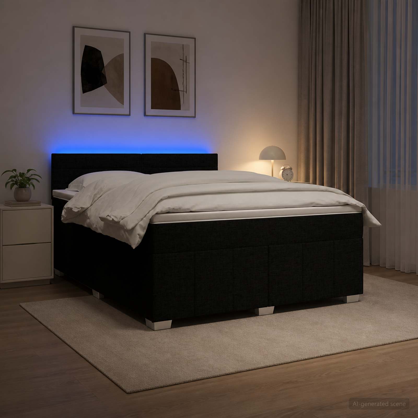 Boxspringbett mit Matratze Schwarz 140 x 190 cm Stoff