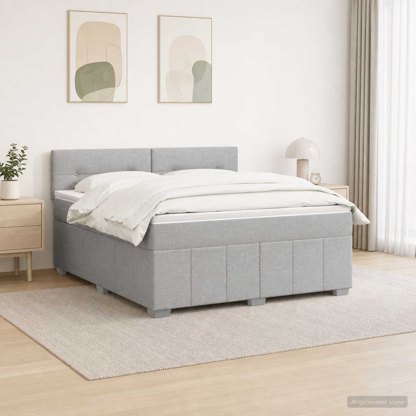Boxspringbett mit Matratze Hellgrau 140 x 200 cm Stoff
