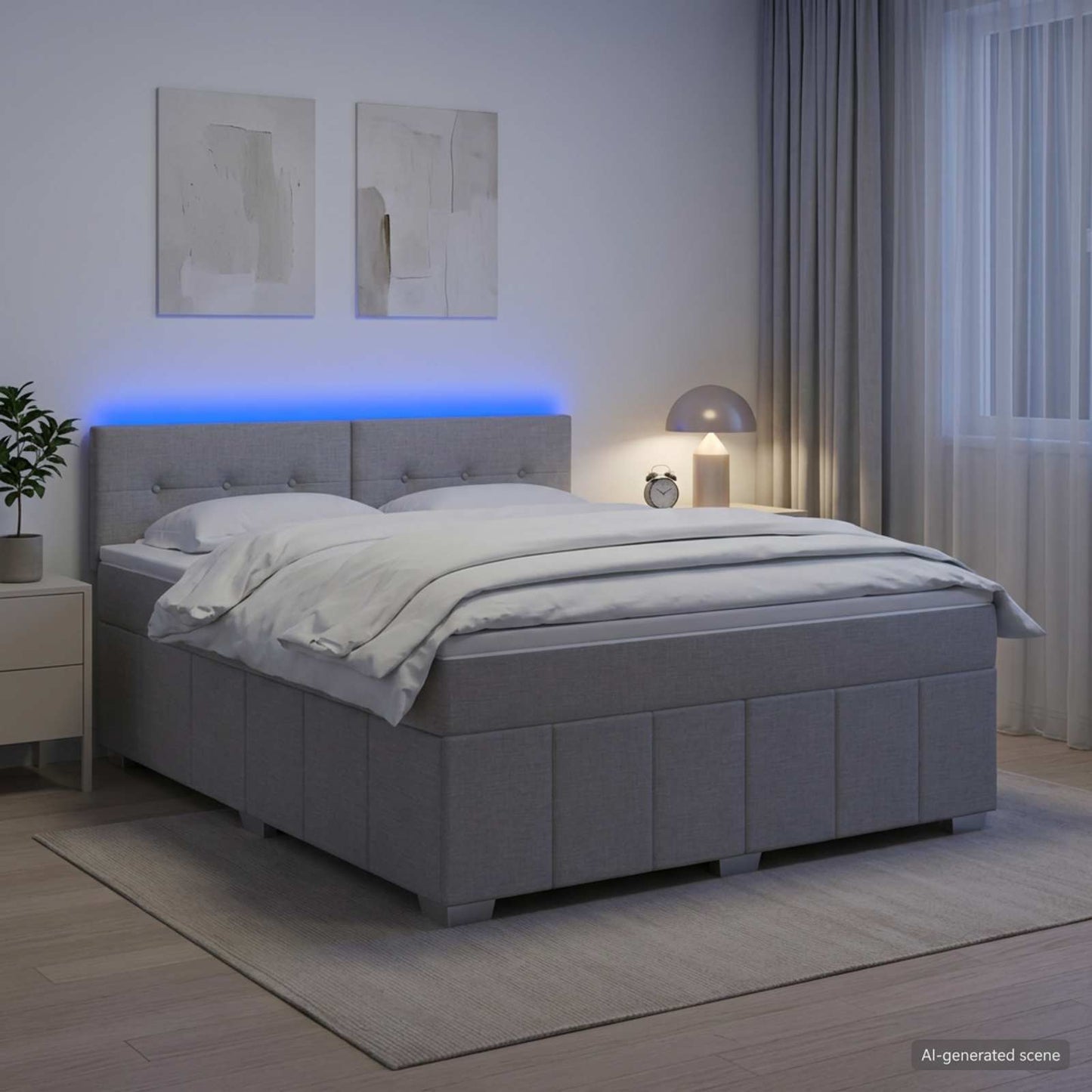 Boxspringbett mit Matratze Hellgrau 140 x 190 cm Stoff