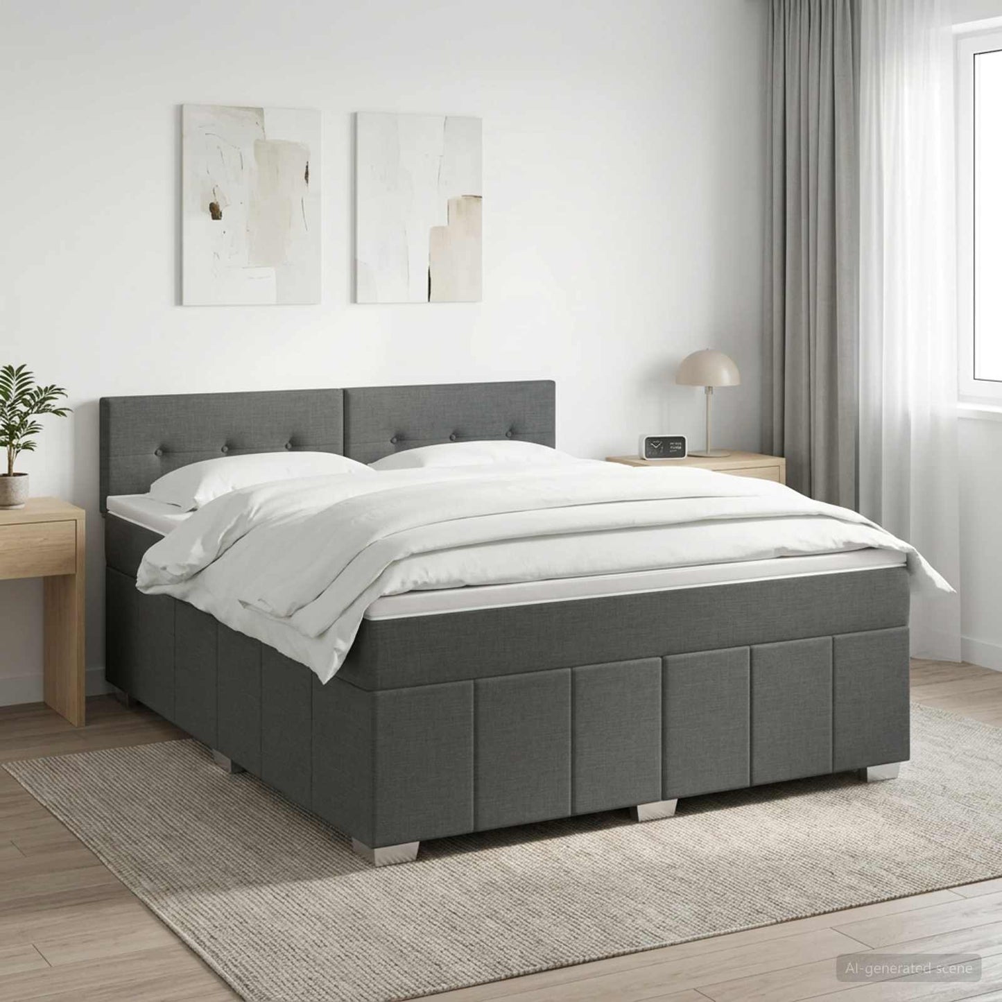 Boxspringbett mit Matratze Dunkelgrau 140 x 190 cm Stoff