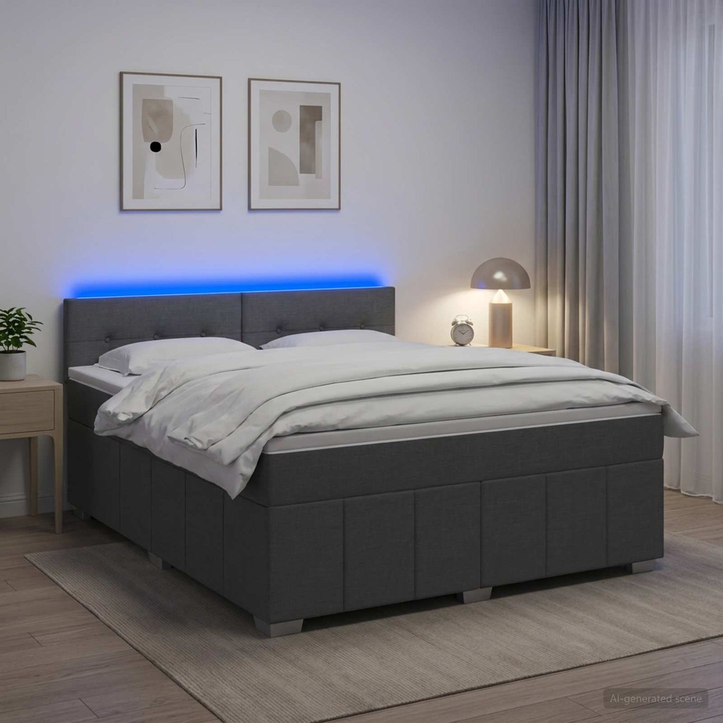 Boxspringbett mit Matratze Dunkelgrau 140 x 190 cm Stoff