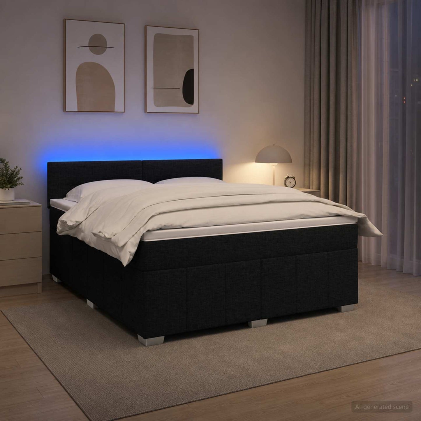 Boxspringbett mit Matratze Schwarz 140 x 190 cm Stoff