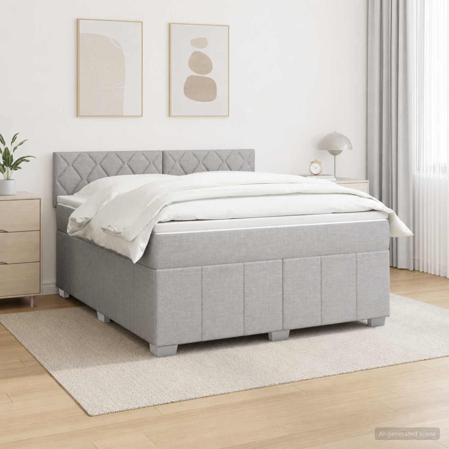 Boxspringbett mit Matratze Hellgrau 140 x 190 cm Stoff