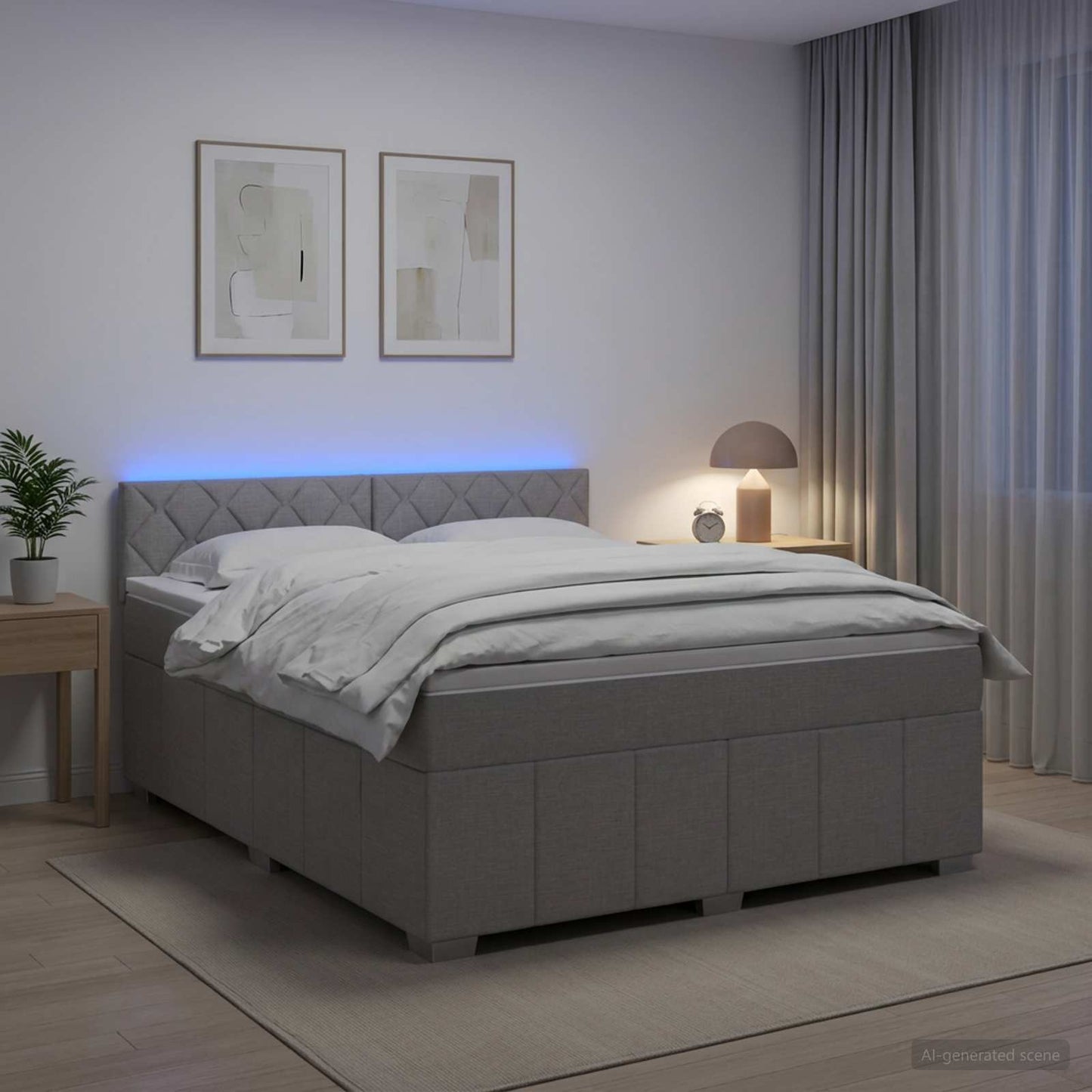 Boxspringbett mit Matratze Hellgrau 180 x 200 cm Stoff