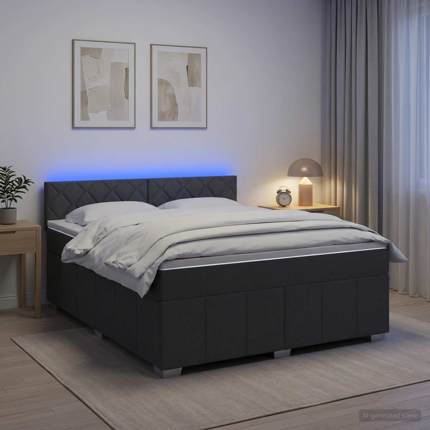 Boxspringbett mit Matratze Dunkelgrau 180 x 200 cm Stoff