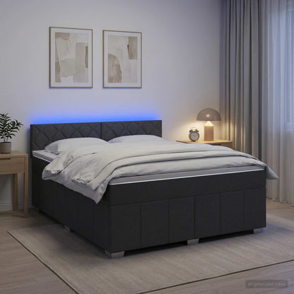 Boxspringbett mit Matratze Dunkelgrau 140 x 190 cm Stoff