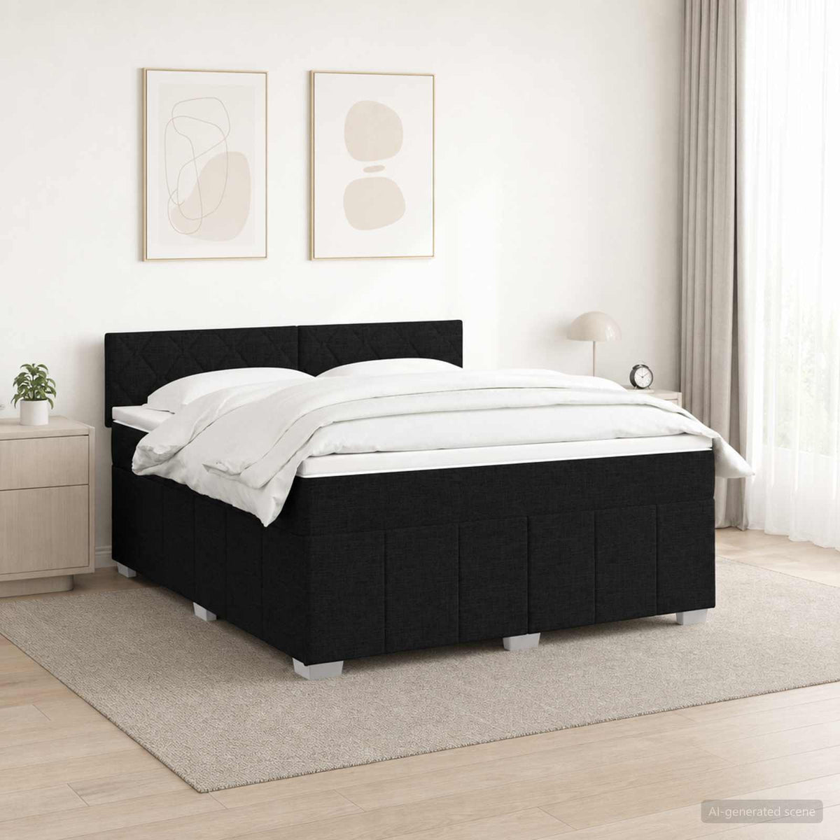 Boxspringbett mit Matratze Schwarz 140 x 200 cm Stoff