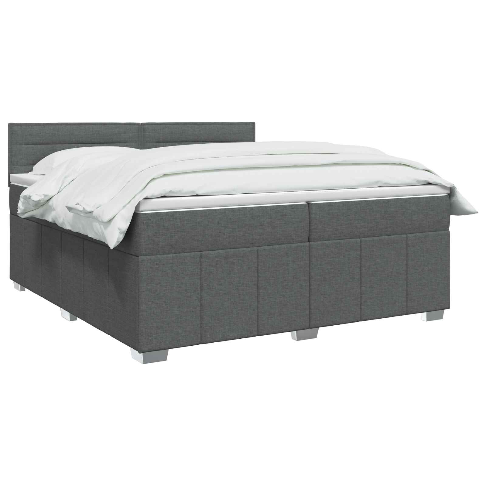 Boxspringbett mit Matratze Dunkelgrau 200 x 200 cm Stoff