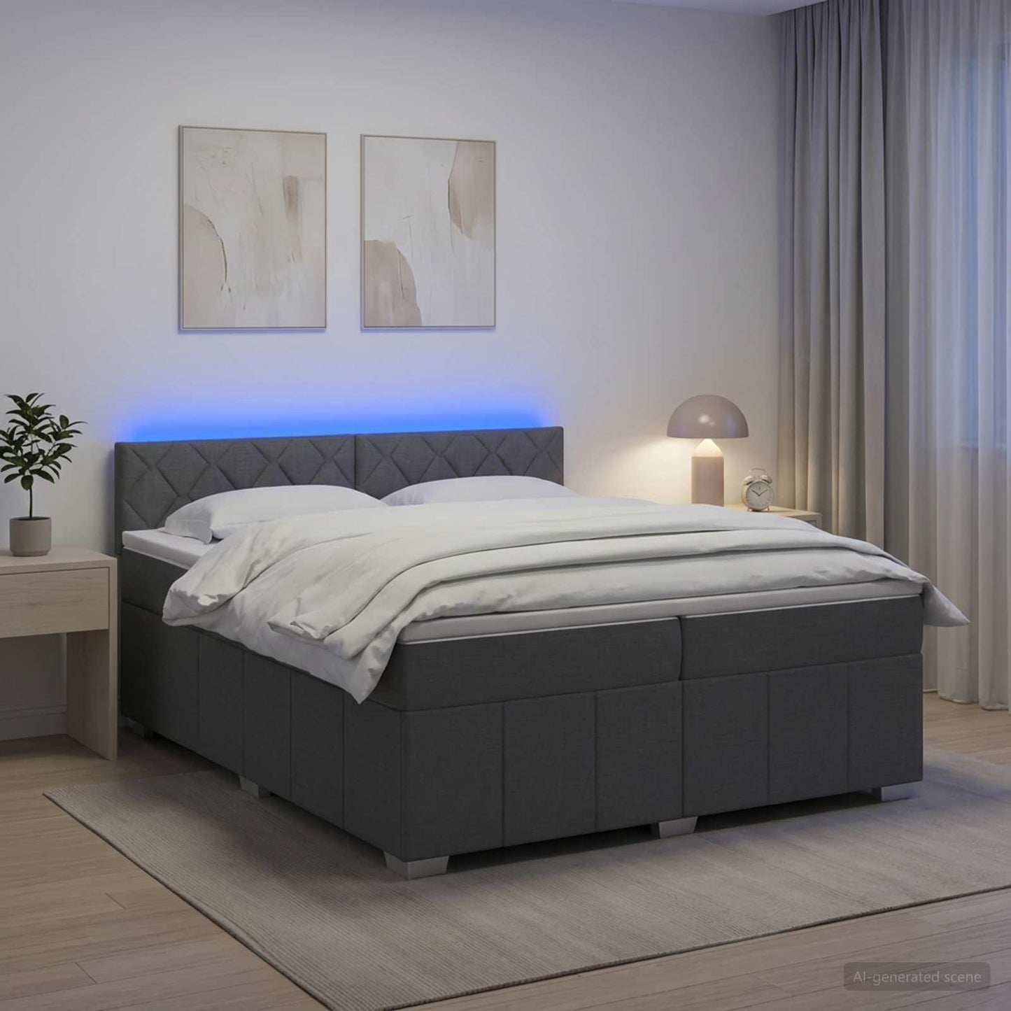 Boxspringbett mit Matratze Dunkelgrau 200 x 200 cm Stoff