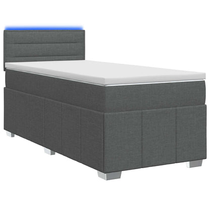 Boxspringbett mit Matratze und LED Dunkelgrau 90 x 190 cm Stoff