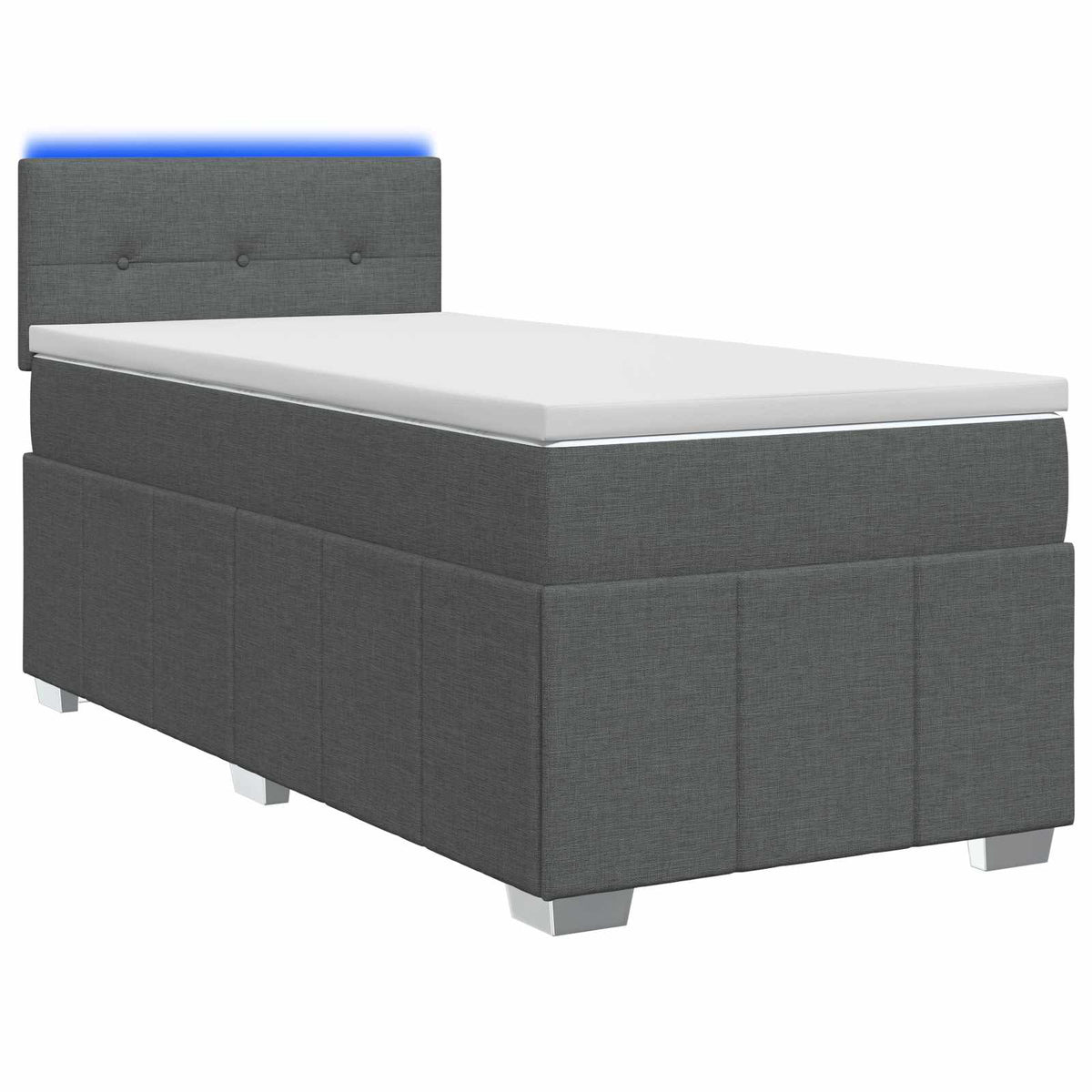 Boxspringbett mit Matratze und LED Dunkelgrau 90 x 190 cm Stoff