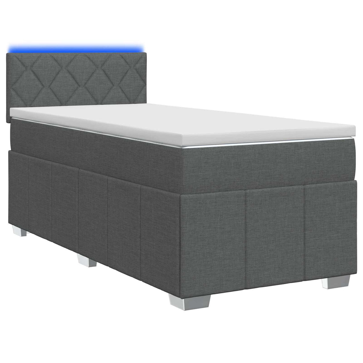 Boxspringbett mit Matratze und LED Dunkelgrau 90 x 190 cm Stoff