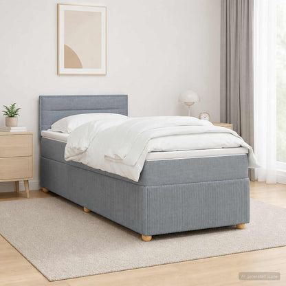 Boxspringbett mit Matratze Hellgrau 90 x 200 cm Stoff