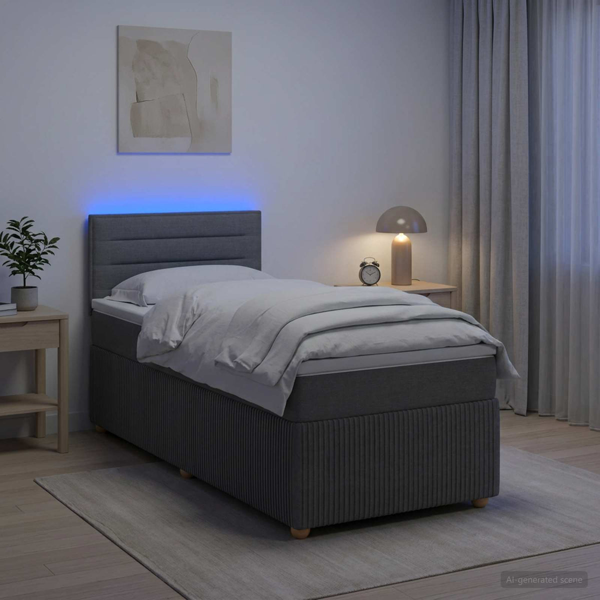 Boxspringbett mit Matratze Dunkelgrau 90 x 190 cm Stoff