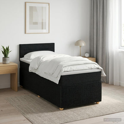 Boxspringbett mit Matratze Schwarz 90 x 200 cm Stoff