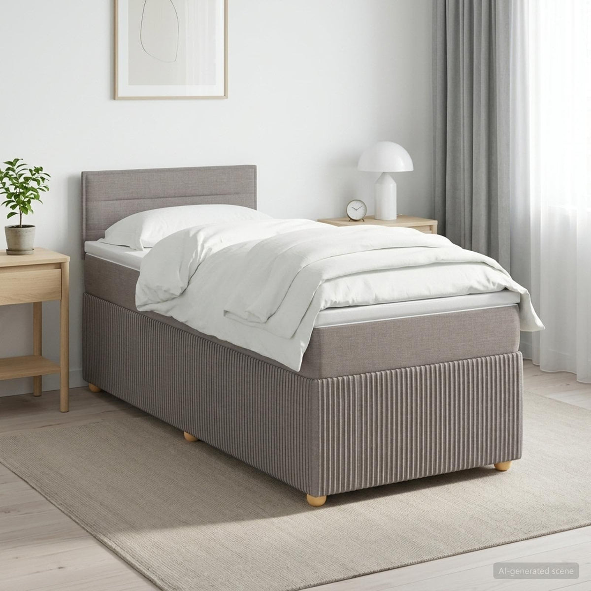Boxspringbett mit Matratze mit Kopfteil Taupe 90 x 200 cm Stoff
