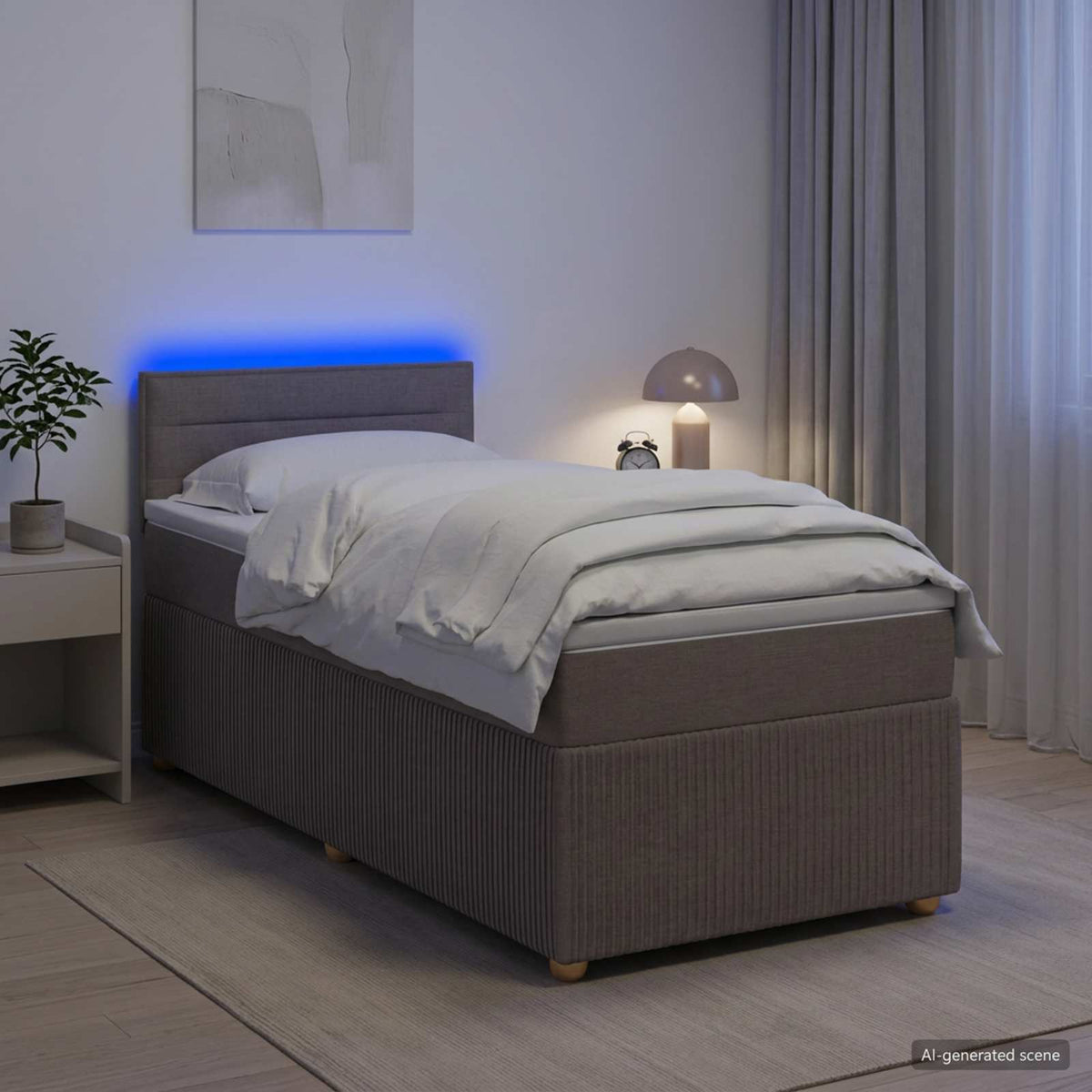 Boxspringbett mit Matratze mit Kopfteil Taupe 90 x 200 cm Stoff