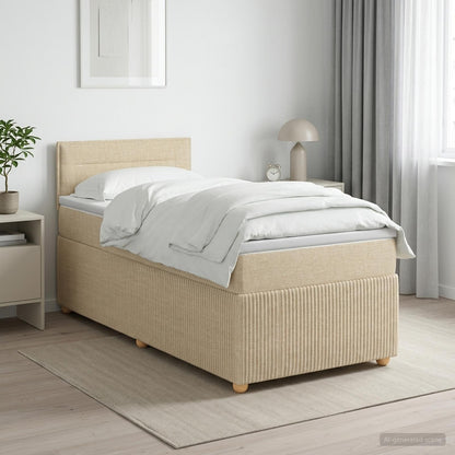 Boxspringbett mit Matratze mit Kopfteil Creme 90 x 200 cm Stoff