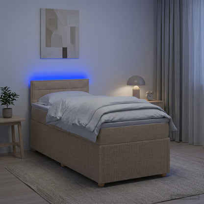 Boxspringbett mit Matratze mit Kopfteil Creme 90 x 200 cm Stoff