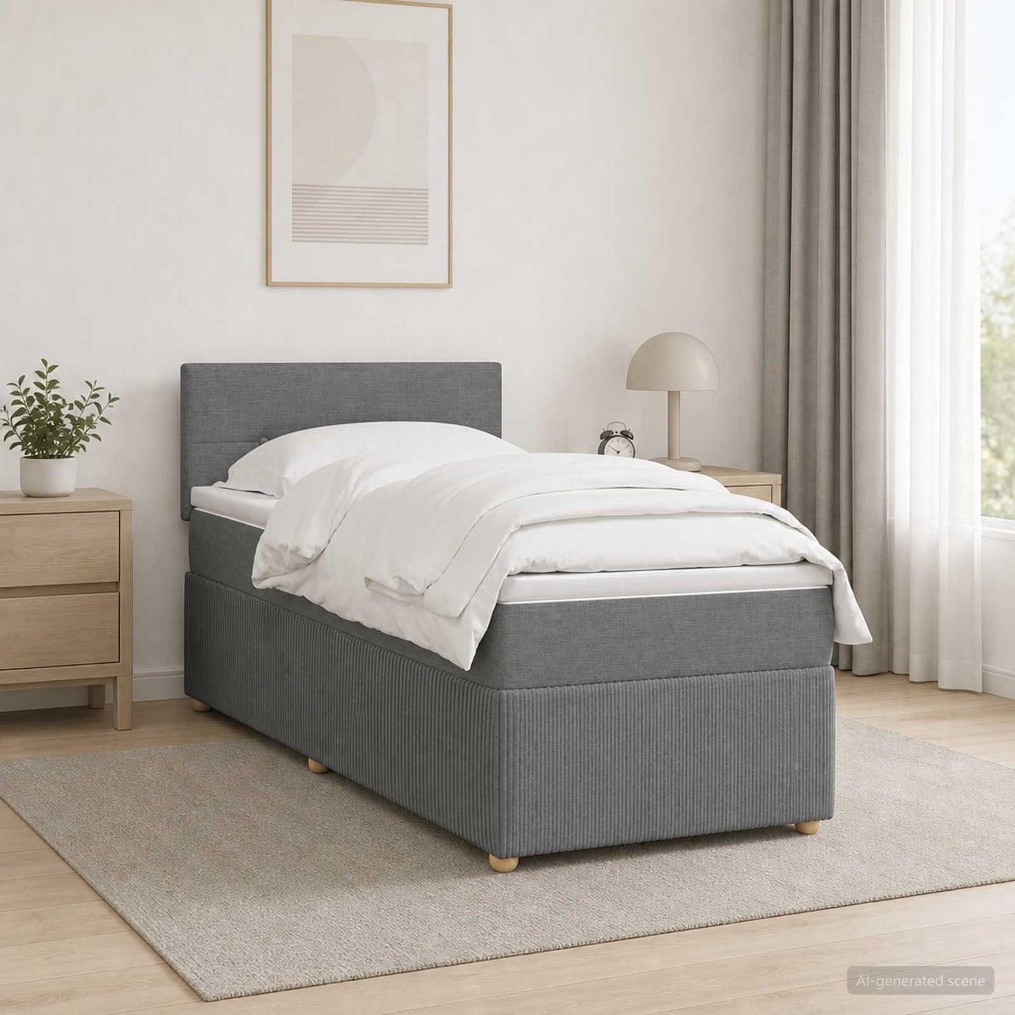 Boxspringbett mit Matratze Dunkelgrau 100 x 200 cm Stoff
