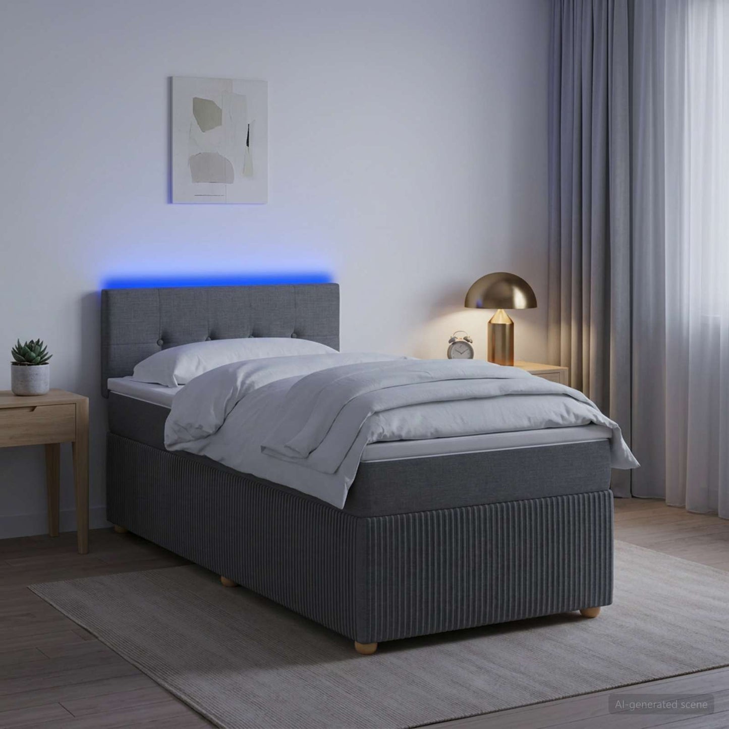 Boxspringbett mit Matratze Dunkelgrau 100 x 200 cm Stoff