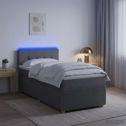 Boxspringbett mit Matratze Dunkelgrau 100 x 200 cm Stoff