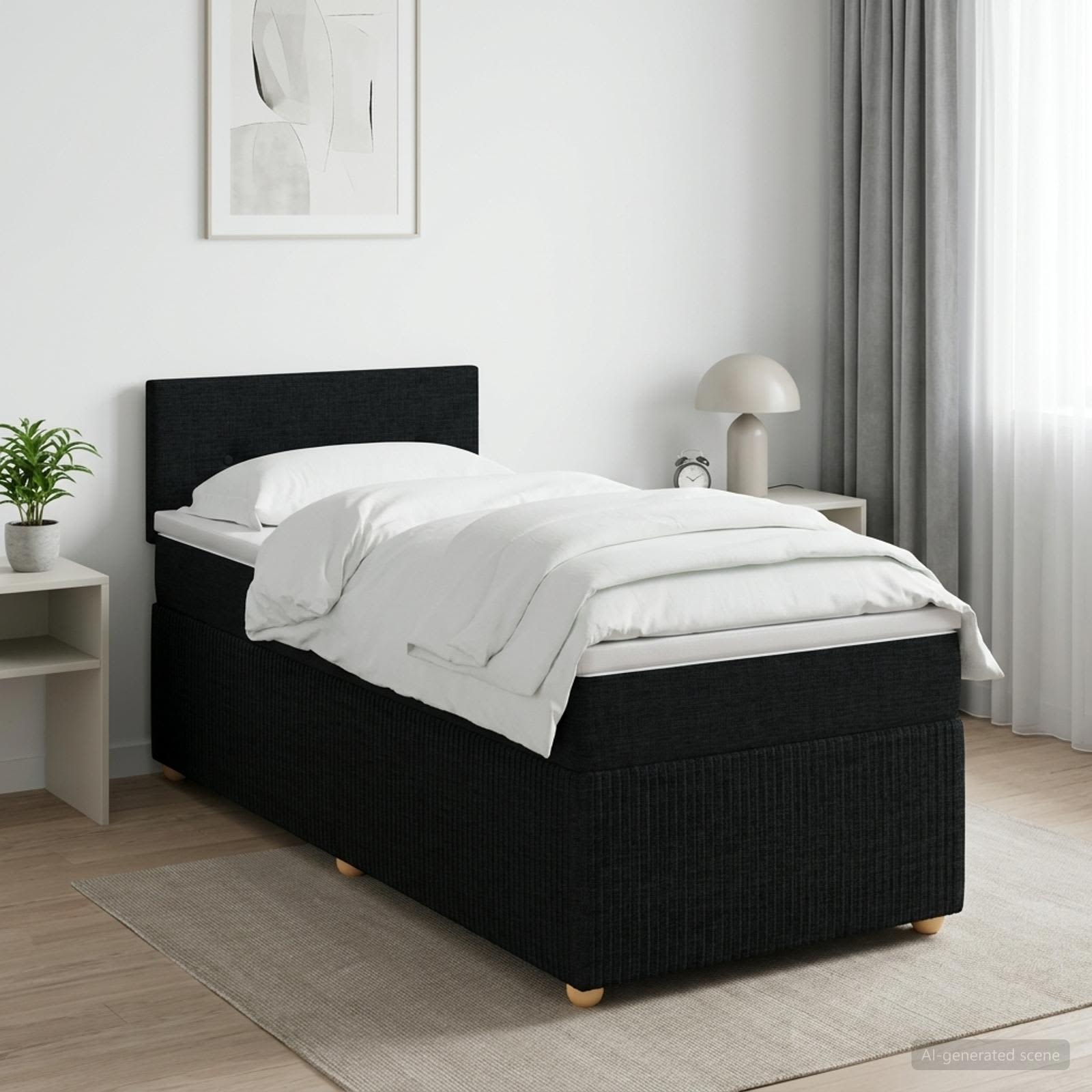 Boxspringbett mit Matratze Schwarz 90 x 200 cm Stoff