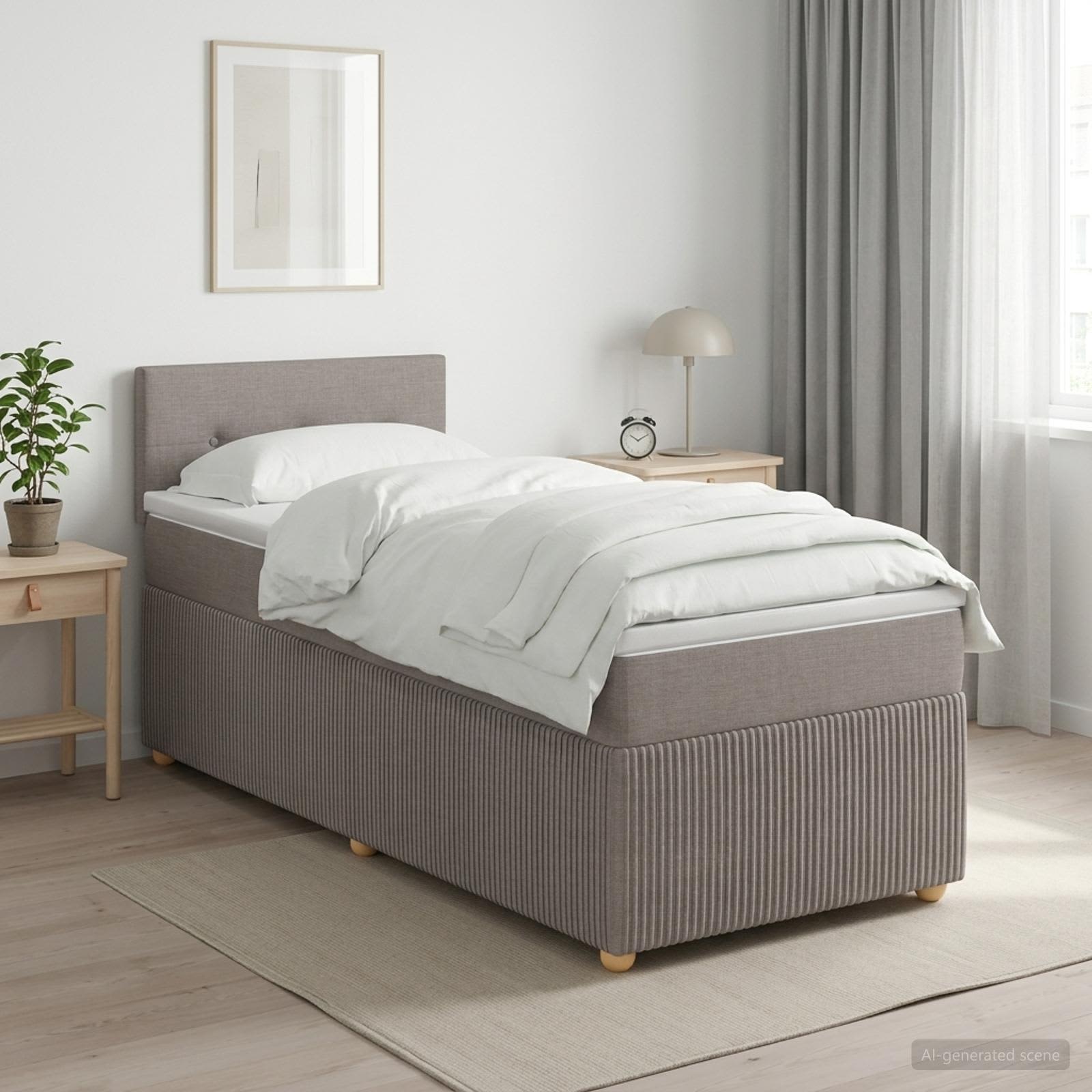 Boxspringbett mit Matratze mit Kopfteil Taupe 90 x 200 cm Stoff