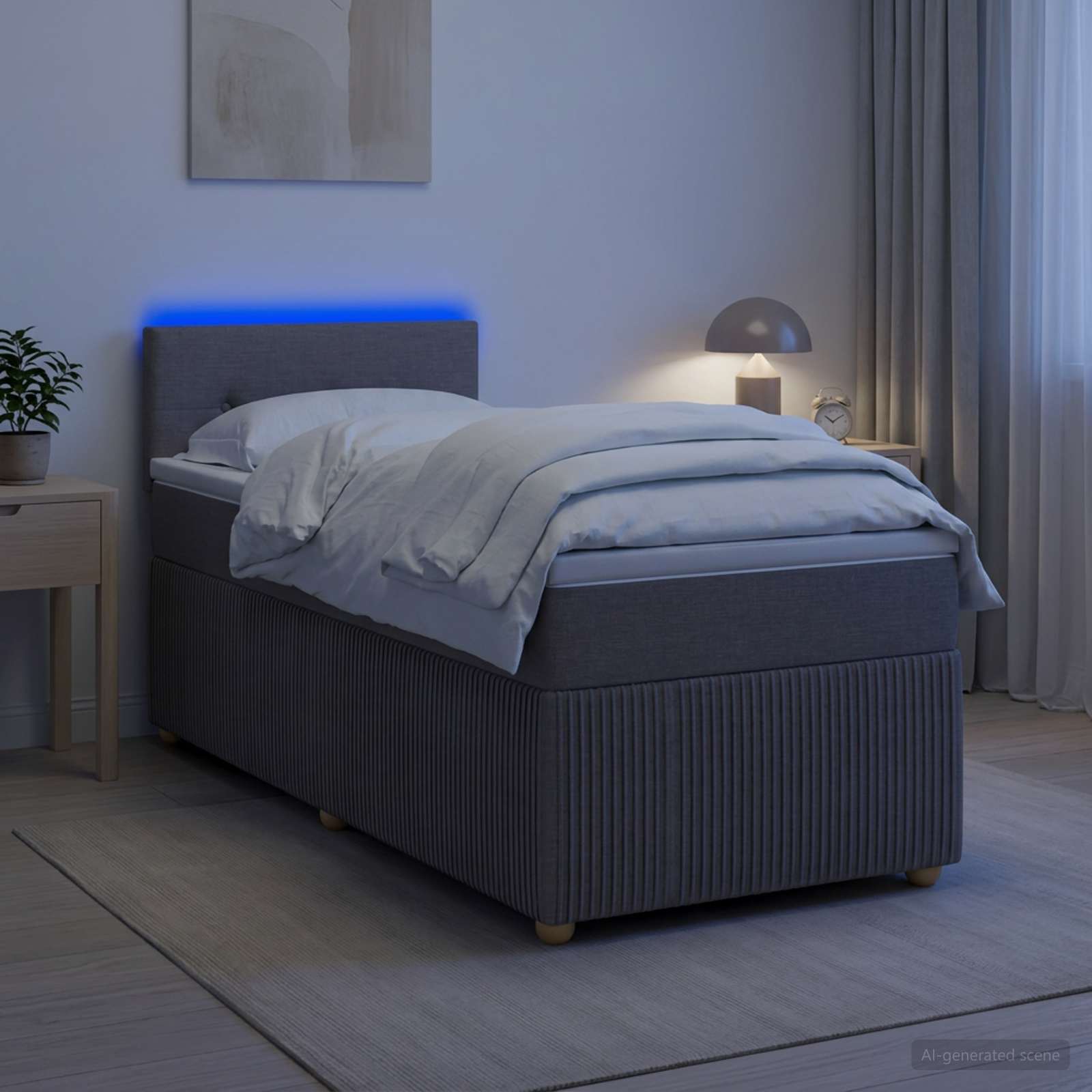 Boxspringbett mit Matratze mit Kopfteil Taupe 90 x 200 cm Stoff