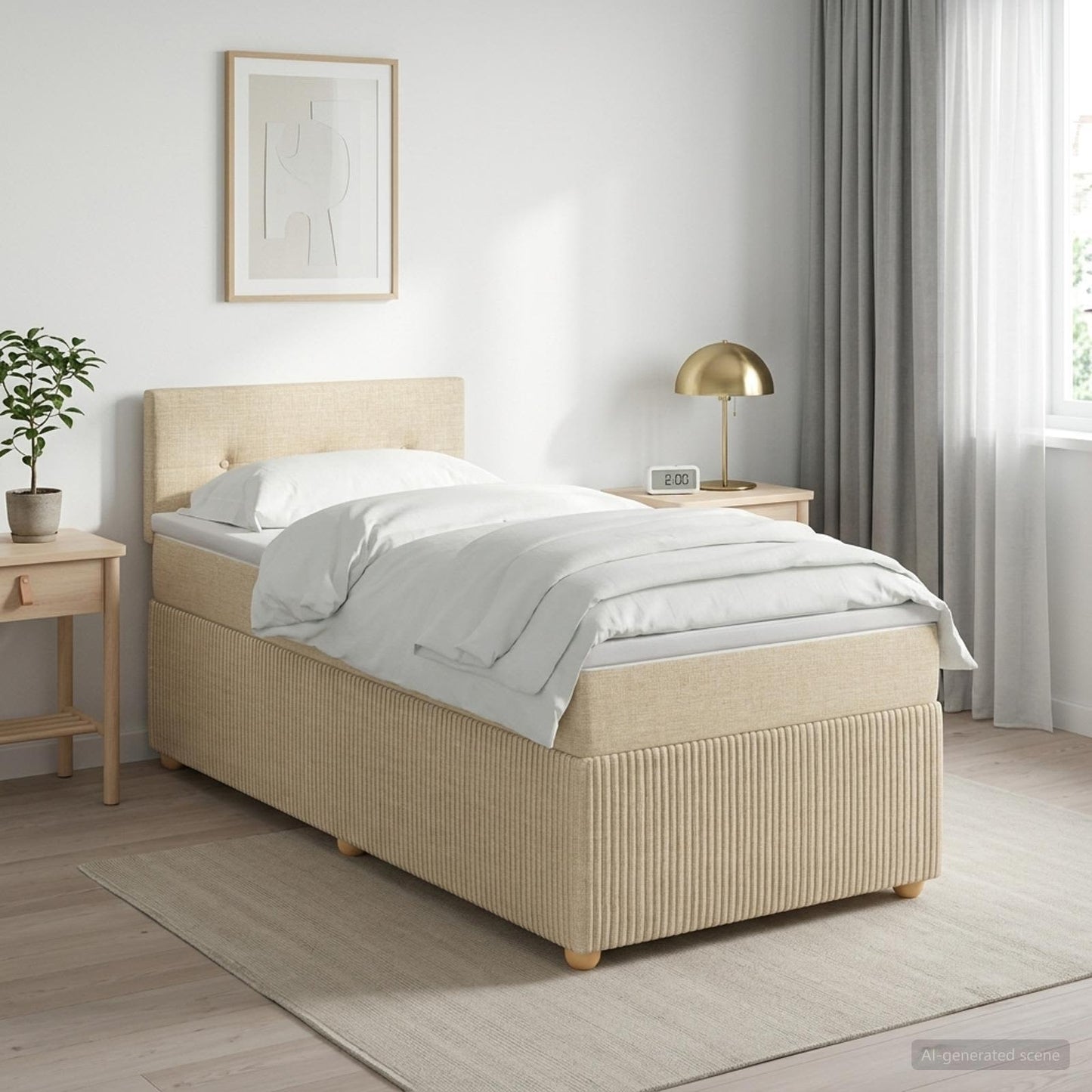 Boxspringbett mit Matratze Creme 100 x 200 cm Stoff