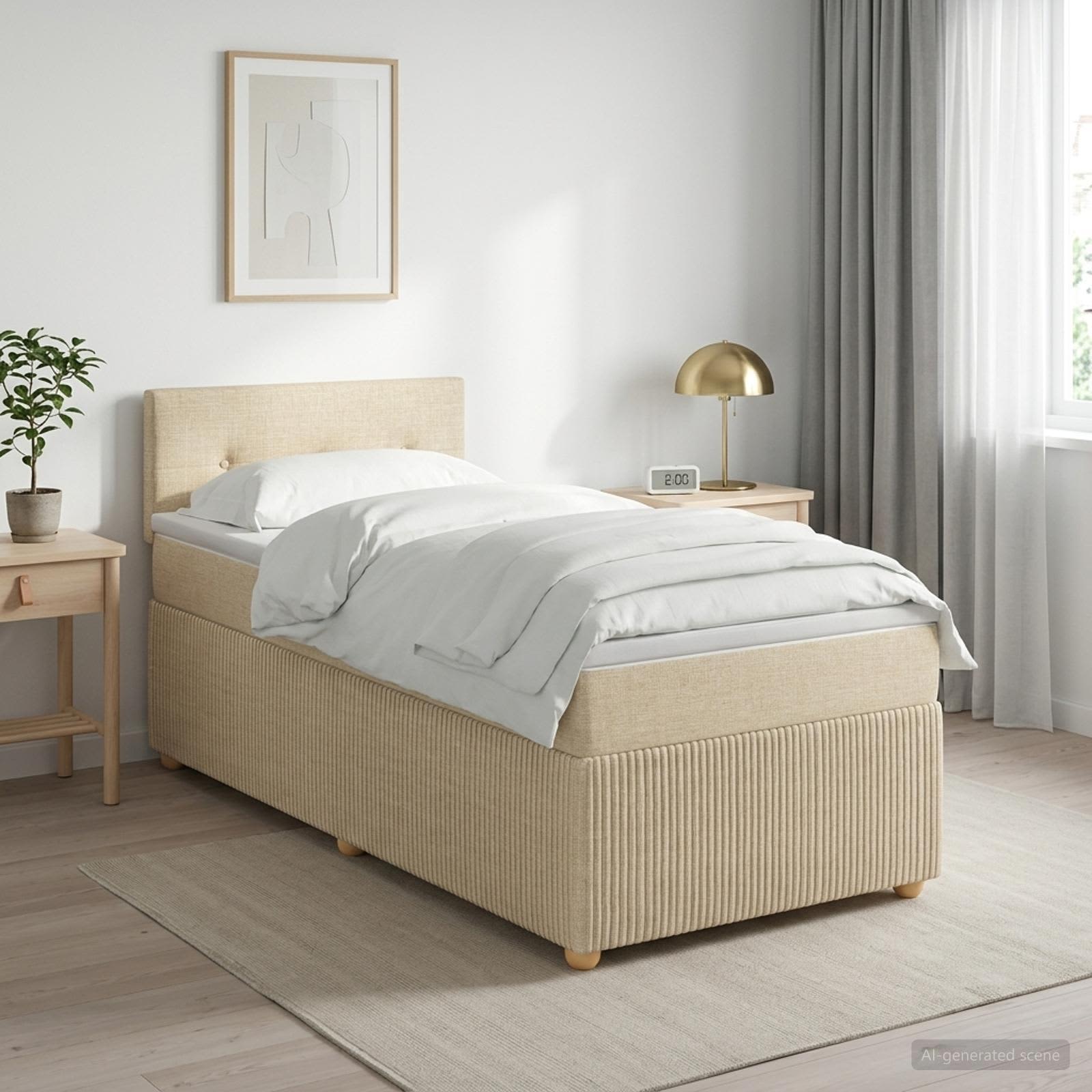 Boxspringbett mit Matratze Creme 100 x 200 cm Stoff
