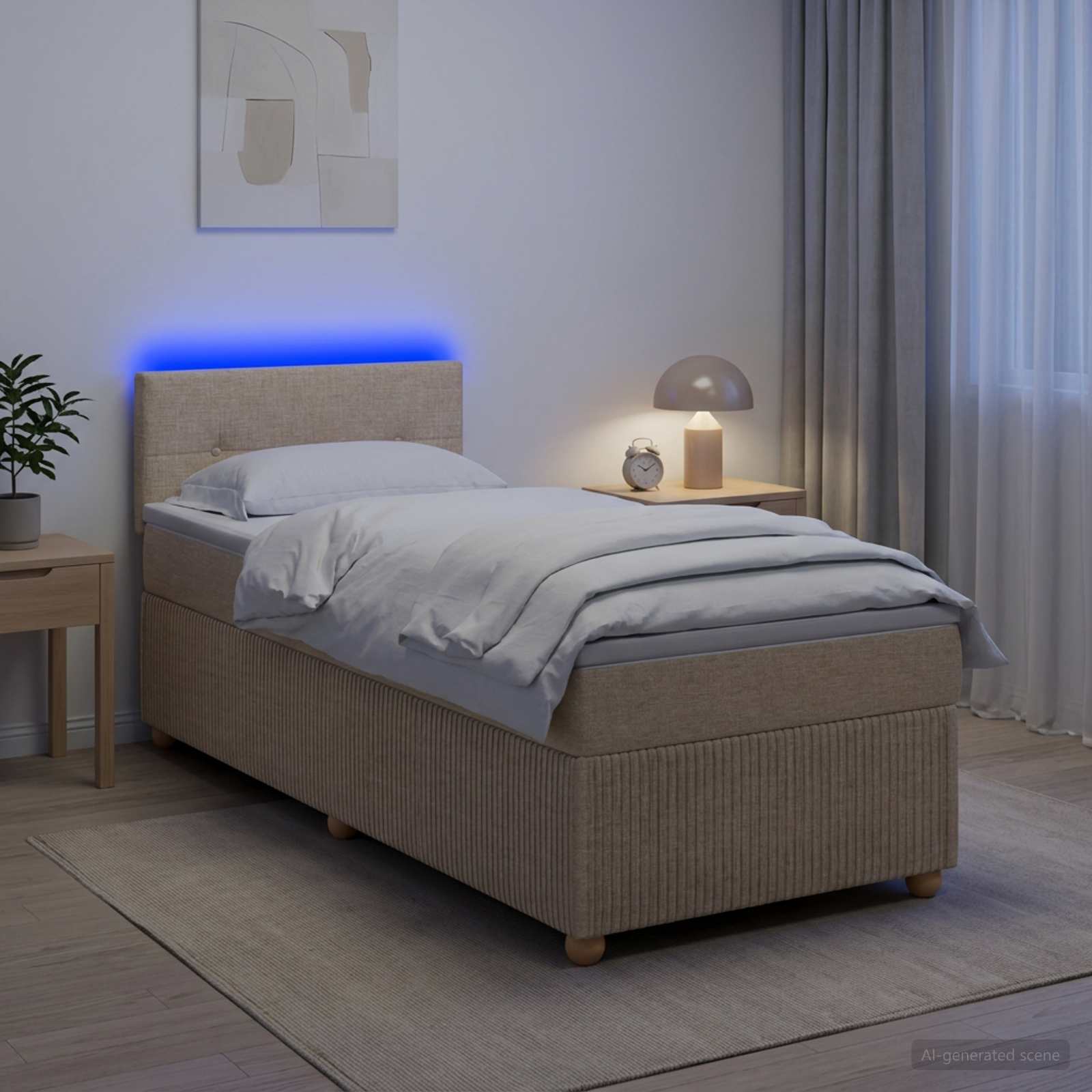 Boxspringbett mit Matratze Creme 100 x 200 cm Stoff