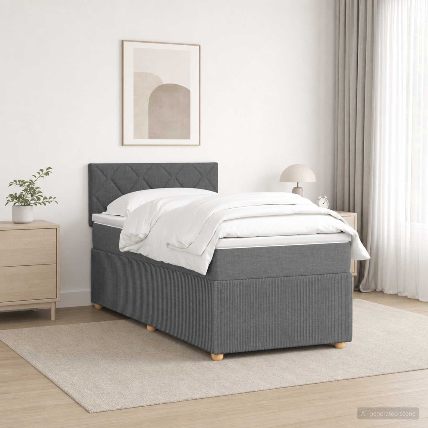 Boxspringbett mit Matratze Dunkelgrau 80 x 200 cm Stoff