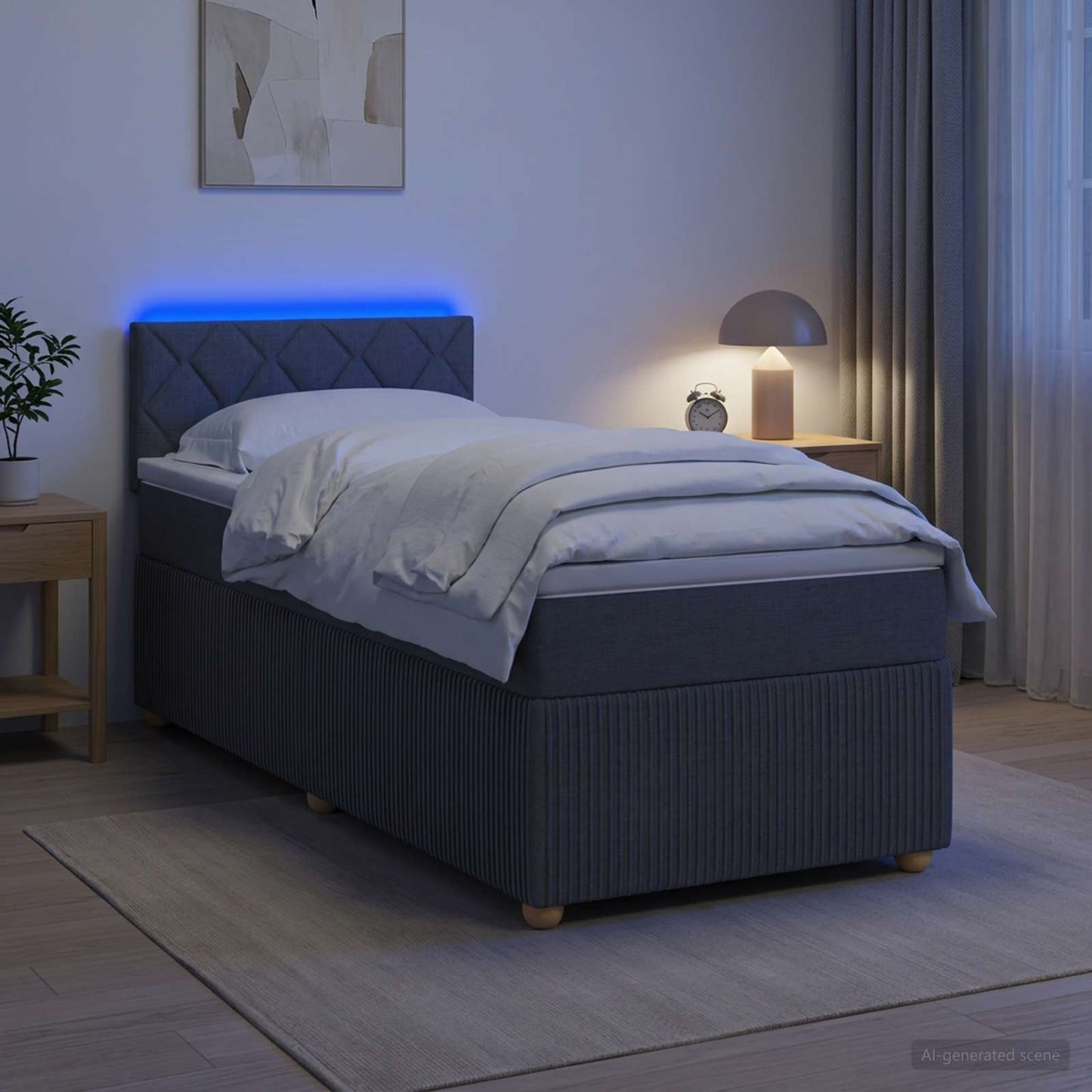 Boxspringbett mit Matratze Dunkelgrau 80 x 200 cm Stoff