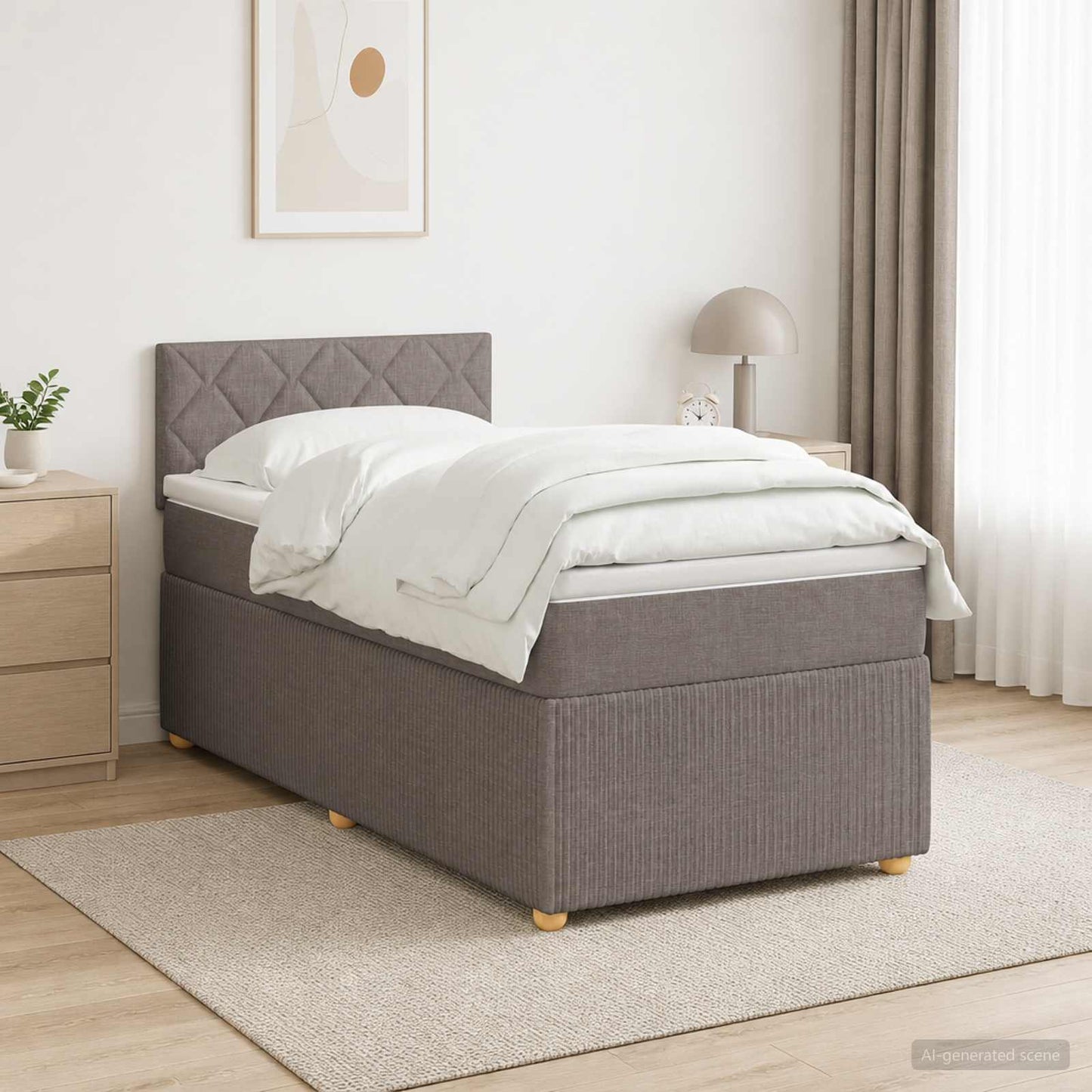 Boxspringbett mit Matratze mit Kopfteil Taupe 90 x 200 cm Stoff