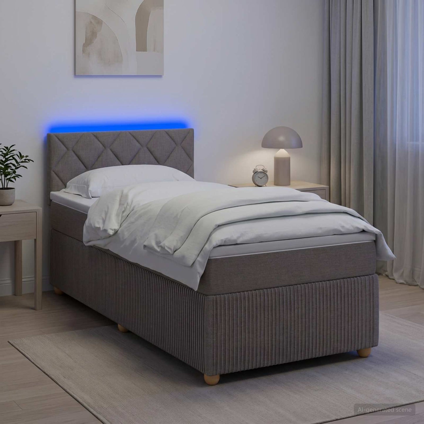 Boxspringbett mit Matratze mit Kopfteil Taupe 90 x 200 cm Stoff
