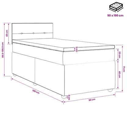 Boxspringbett mit Matratze Hellgrau 90 x 190 cm Stoff